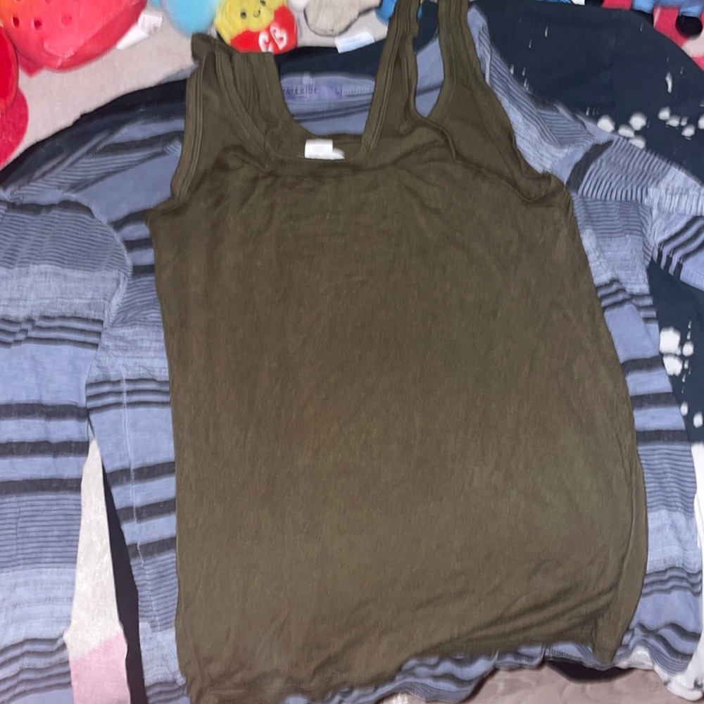 dark green tank top